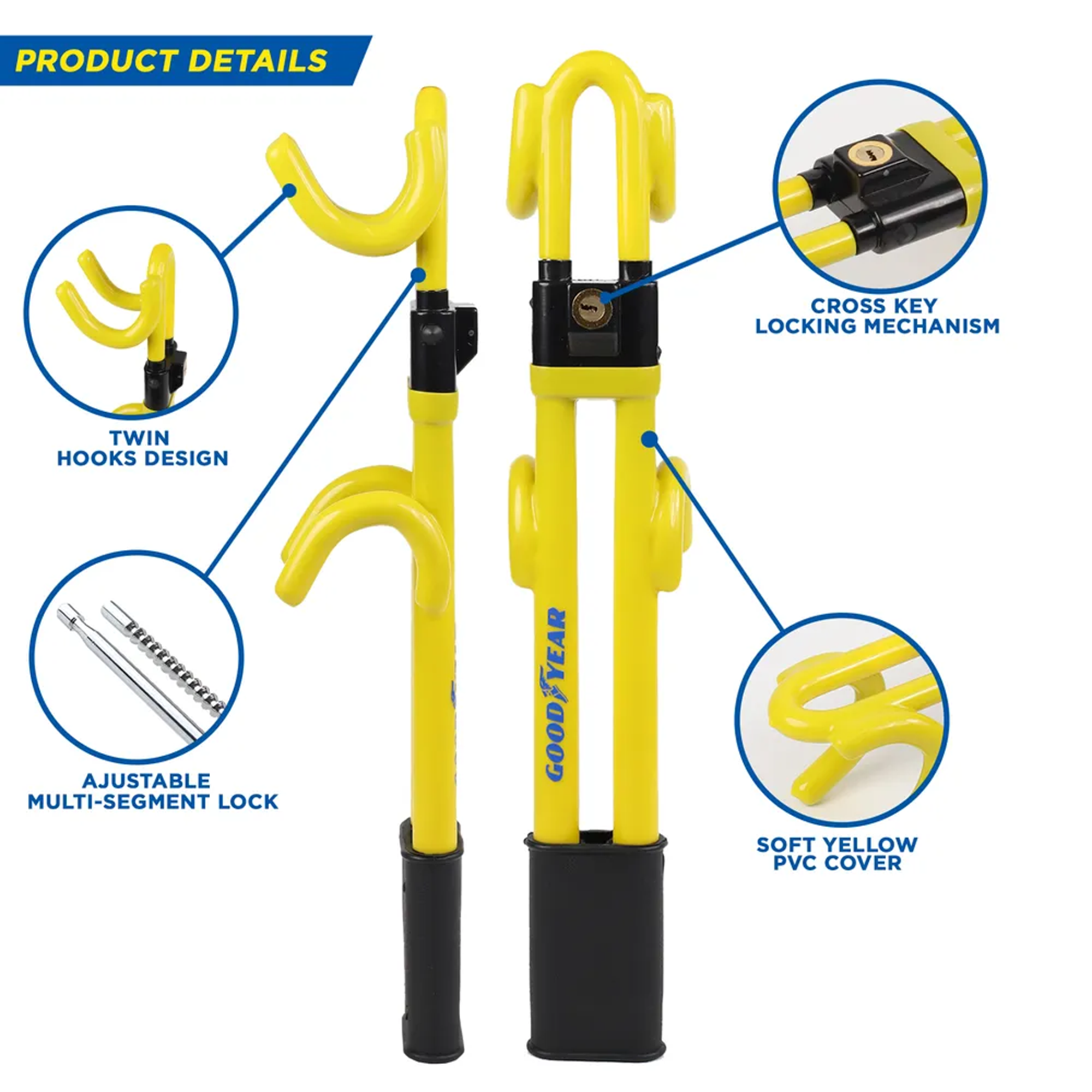 Goodyear Double Hook Steering Wheel Lock